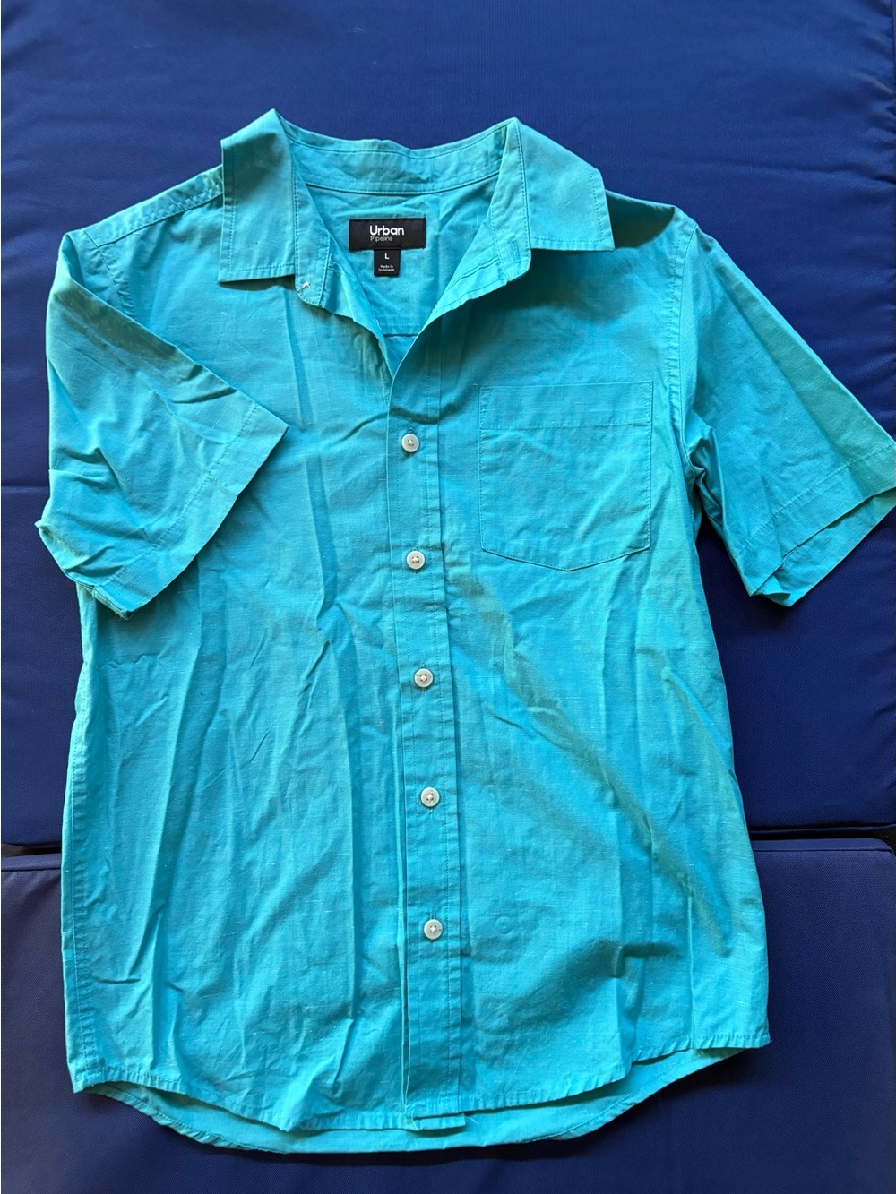 urban pipeline Teal Short-Sleeve Button-Down Shirt